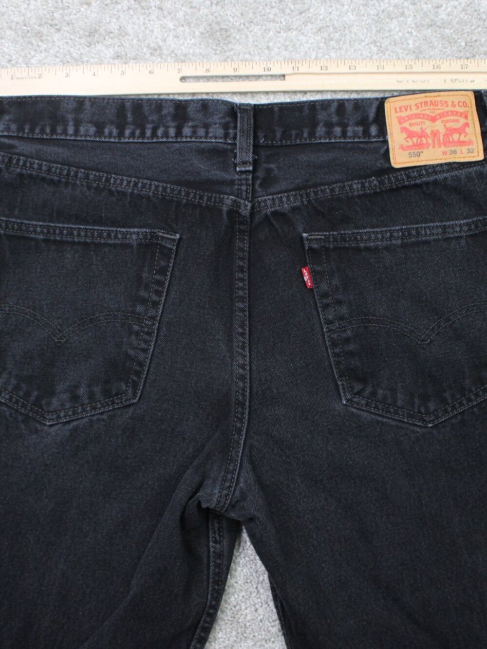Levi's 550 Jeans Mens 36x30 Black Relaxed Fit 100% Cotton 5-Pocket Denim Y2K - Picture 6 of 13